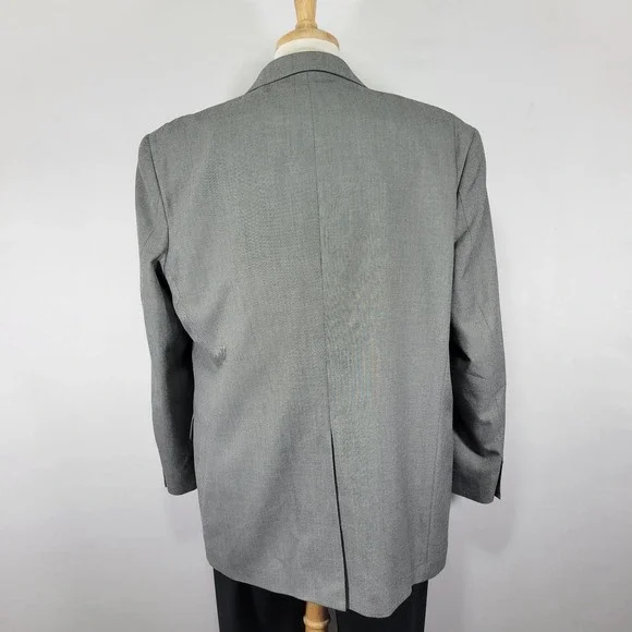 Saddelbred Men's Sport Coat Blazer Two Button Gray Polyester Viscose‎ 48R